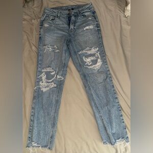 American Eagle Distressed Light Blue Mom Jeans